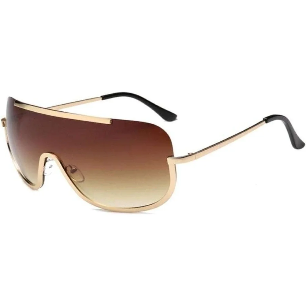 Sunglasses For Men Bold Gold Frame Brown Lens Music Beach UV400 Protection Gafas